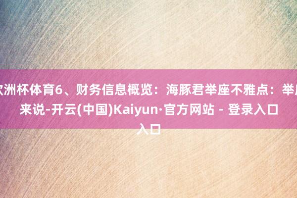 欧洲杯体育6、财务信息概览：海豚君举座不雅点：举座来说-开云(中国)Kaiyun·官方网站 - 登录入口